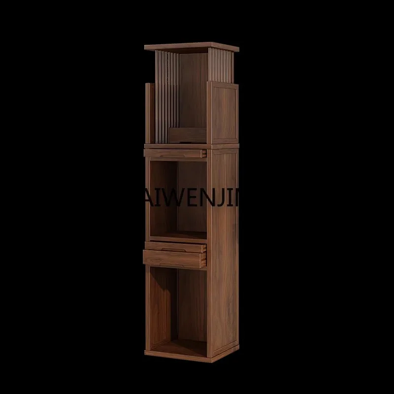 MJY customized 3 shrine vertical cabinets, three-layer shrine black walnut solid wood landlord cabinet