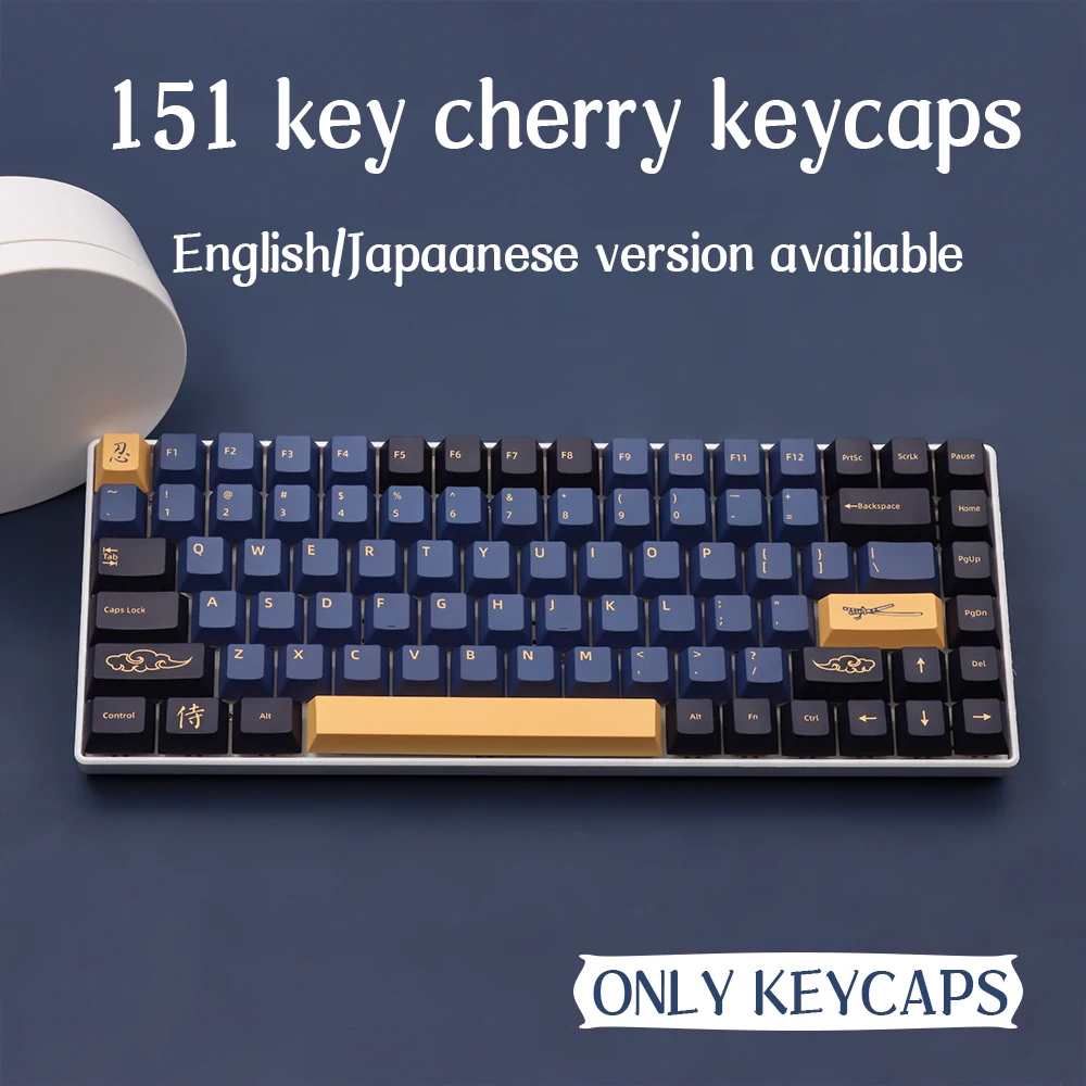 New BLUE/RED Samurai Japanese Keycaps 139/151keys Cherry Profile DYE-SUB PBT Keycap For GMK Cherry MX Switch Mechanical Keyboard