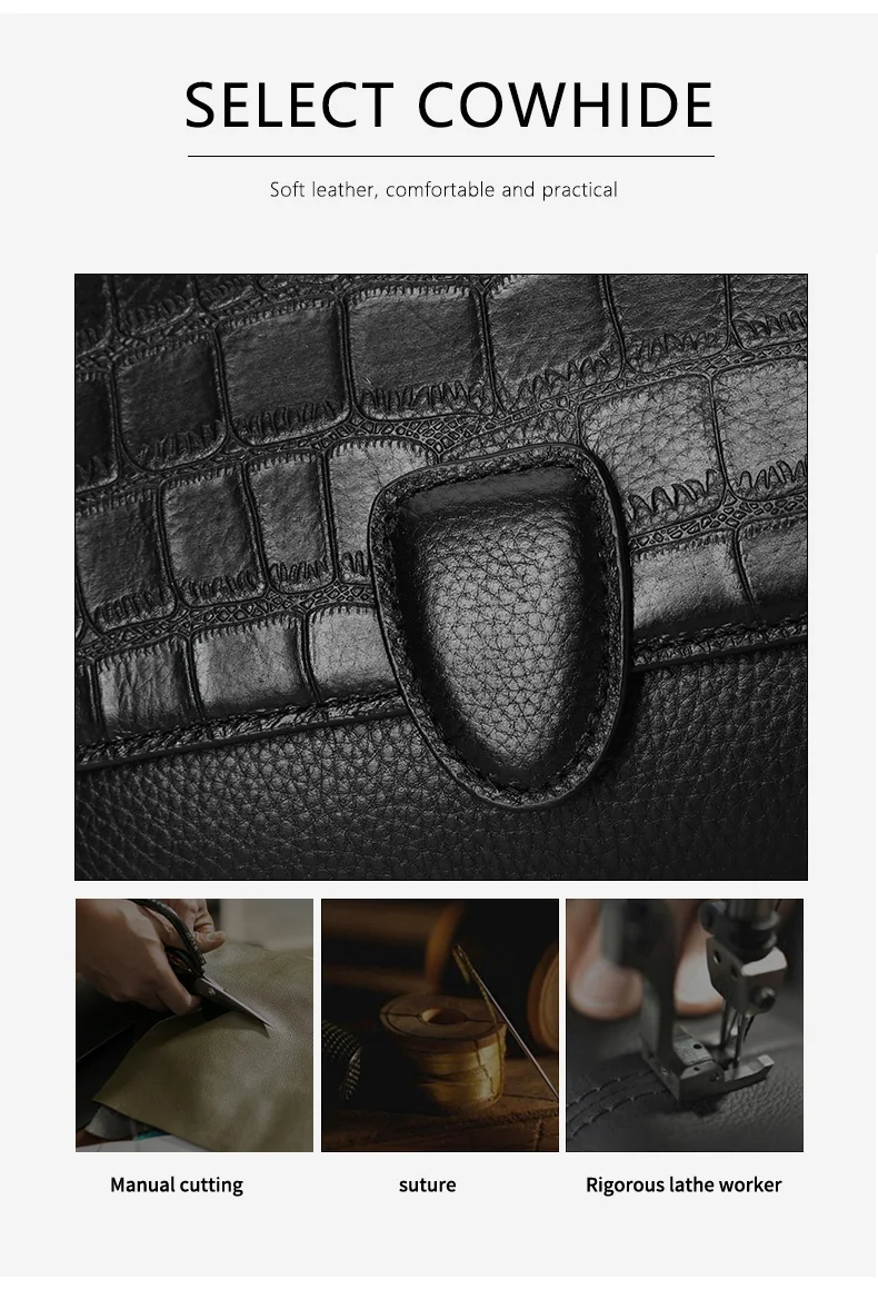 Damenhandtasche aus echtem Rindsleder, Schwarz, Einzelschulter- und Umhängetasche mit Schultergurt, Messenger-Tasche mit Steinmuster – Detail 6