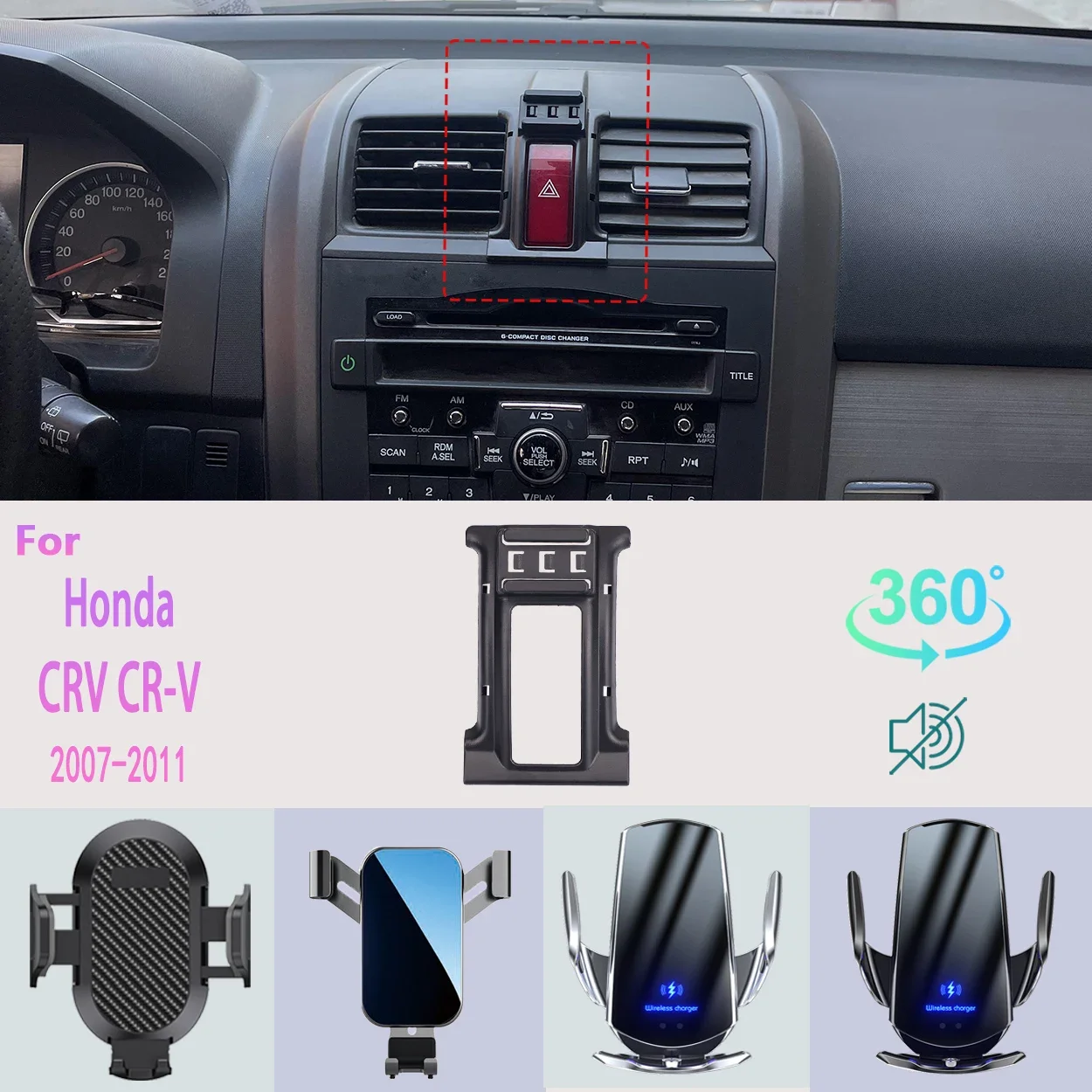 

Car Phone Holder For Honda CRV CR-V 2007 2008 2009 2010 2011 Mobile Phone Support Car Mounts Wireless Charging Car Accessories
