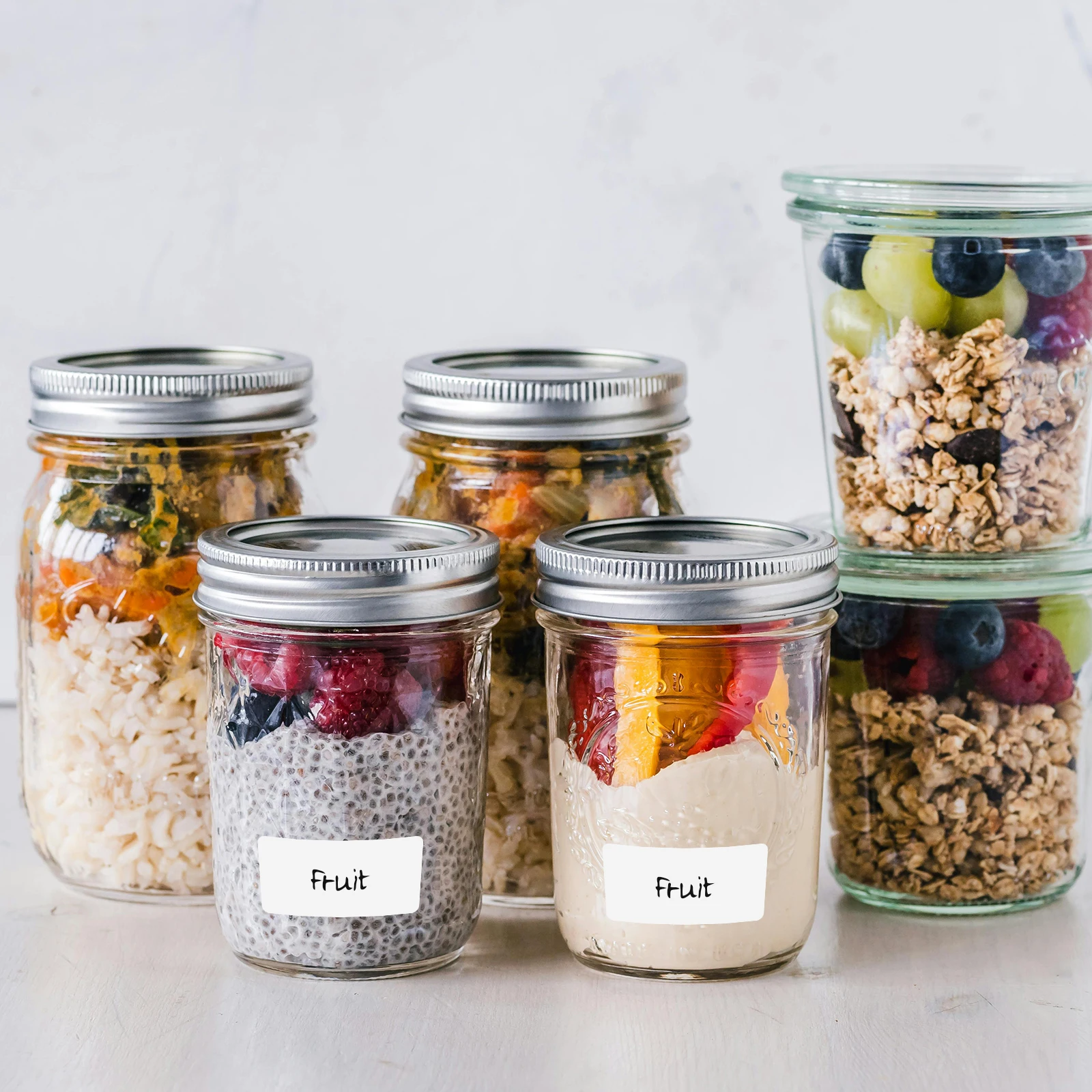 

Food Storage Labels Waterproof PVC Adhesive Stickers Classified Tags for Jars Home Office Use Label for Storage