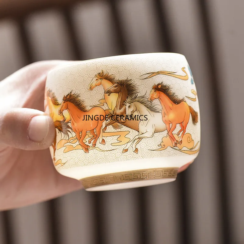 1pc Ceramic Teacup, Household Ceramic Personal Cup, Kung Fu Tea Cups, Tea Ceremony Accessories, Chinese Style Master Cup