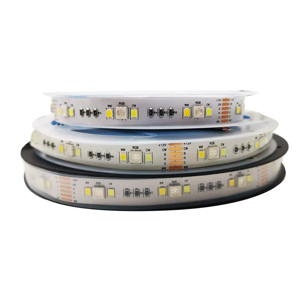 5M 5050+2835 RGB CCT led Strip Light RGB Color Temperature adjustable string RGB+CCT 12V/24V led tape 12MM PCB