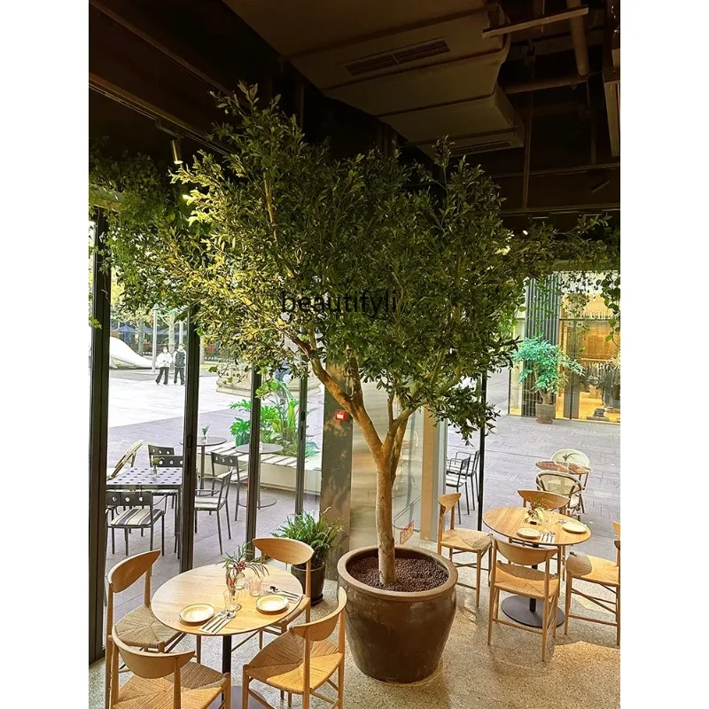 new styleSimulation Olive Tree Large Floor Bionic Green Plant Indoor and Outdoor Landscape Decorative Showcase Landscape Fake Tr