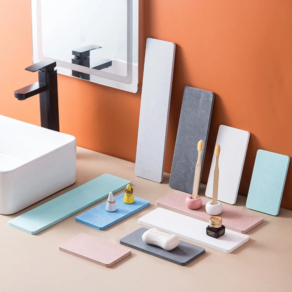 

Kitchen Sink Faucet Mat Quick Drying Diatomite Coaster Thickened Dampproof Diatomite Mat Non-slip Heat Resistant Placemat Cup