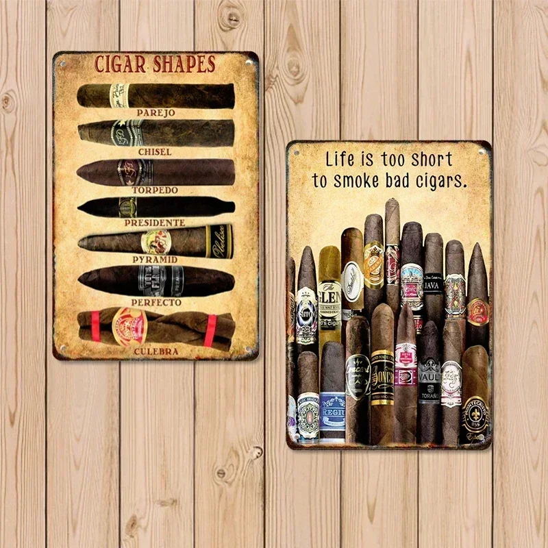 Vintage Cigar Metal Poster Plaque Tin Painting Advertising Sign Smoke Home Office Shop Club Modern Wall Art Decor Mural Gift