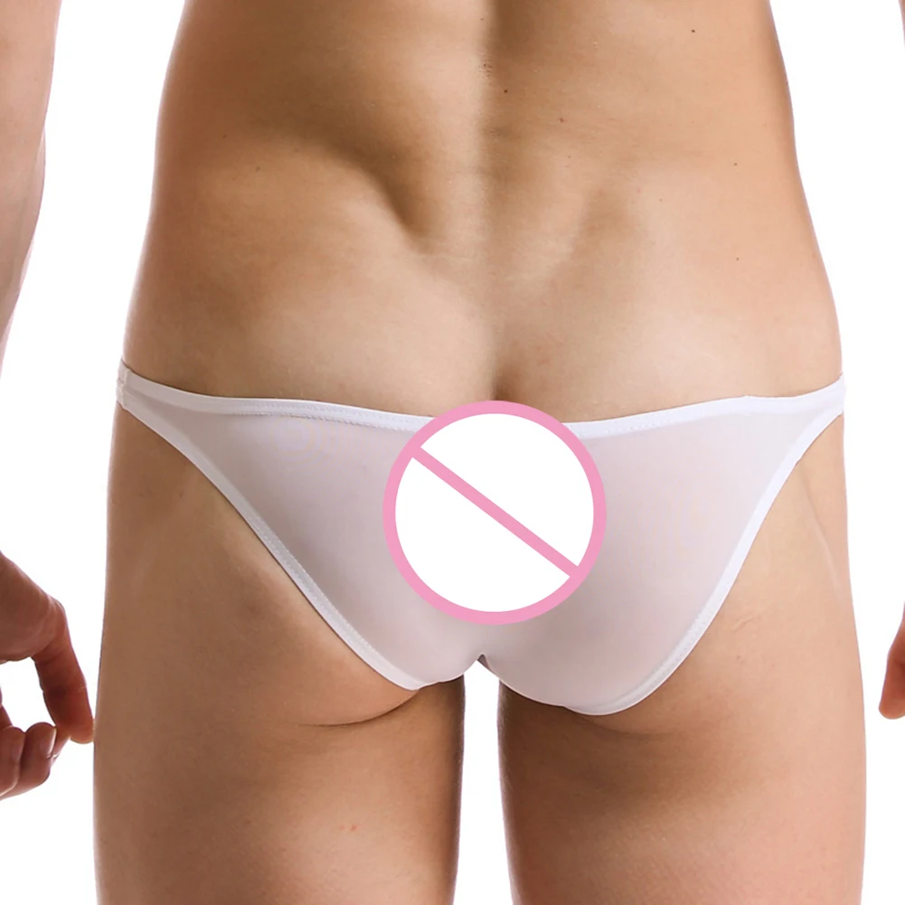 

Men Solid Color Perspective Briefs Ice Silk Traceless Panties Breathable Soft Knickers Sexy Pouch Underpants Low Rise Underwear