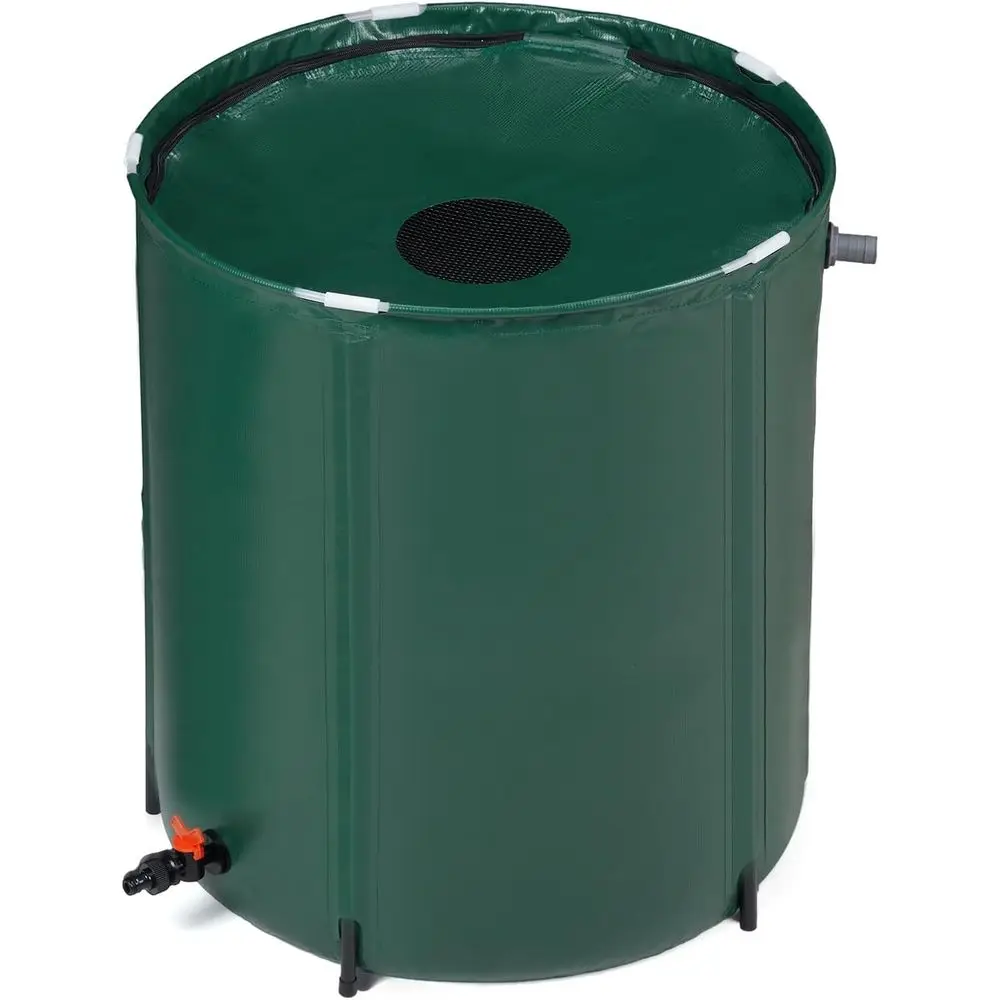 66 Gallon Foldable Rainwater Barrel, Portable Storage Tank with Filtered Spigot and Overflow Kit
