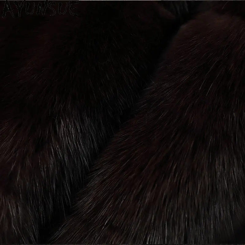 AYUNSUE, abrigo de piel de visón Natural de alta calidad, ropa cálida de invierno para mujer, abrigos de piel auténtica de visón púrpura para mujer, nuevos en abrigos