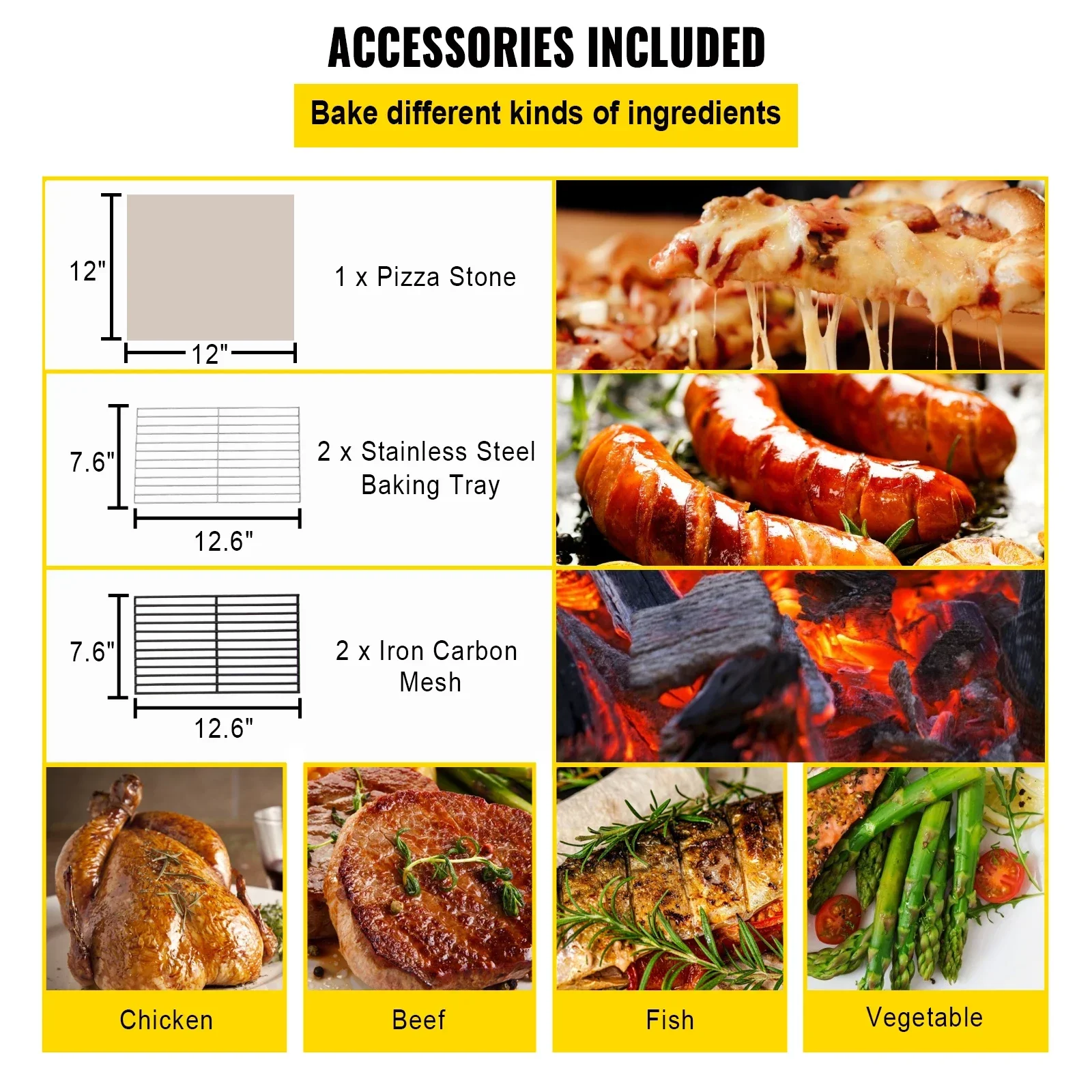 VEVOR-فرن بيتزا مع عجلات ومقبض ، 12 "، خشب ، موفر للعمالة ، 2-Layer ، محمول للفناء الخلفي ، موقع التخييم ، الحديقة ، الخبز في الهواء الطلق