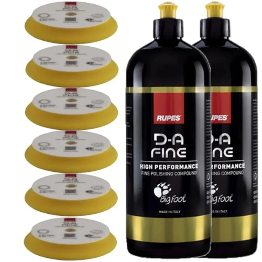 

D-A-Fine Series Two 1-Liter Bottles Polishing Compound Six Count 6 Finishing Foam Pads - Super Easy Wipe Off Defect Removal Ble