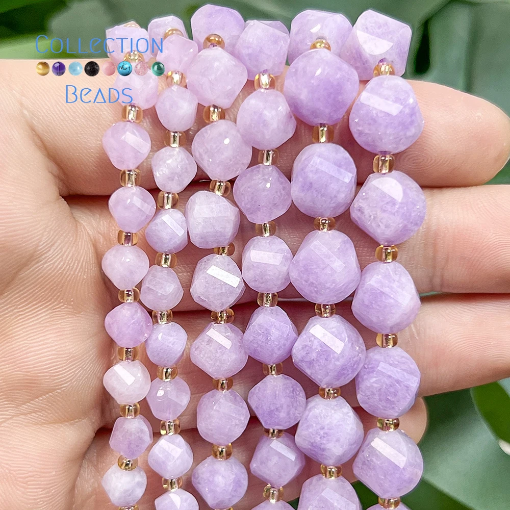6 8 10mm Natursteinperlen Lila Kunzit Jade Facettierte Runde Perlen Lose Perlen für Schmuckherstellung DIY Armbänder Halsketten 15 Zoll – Detail 5