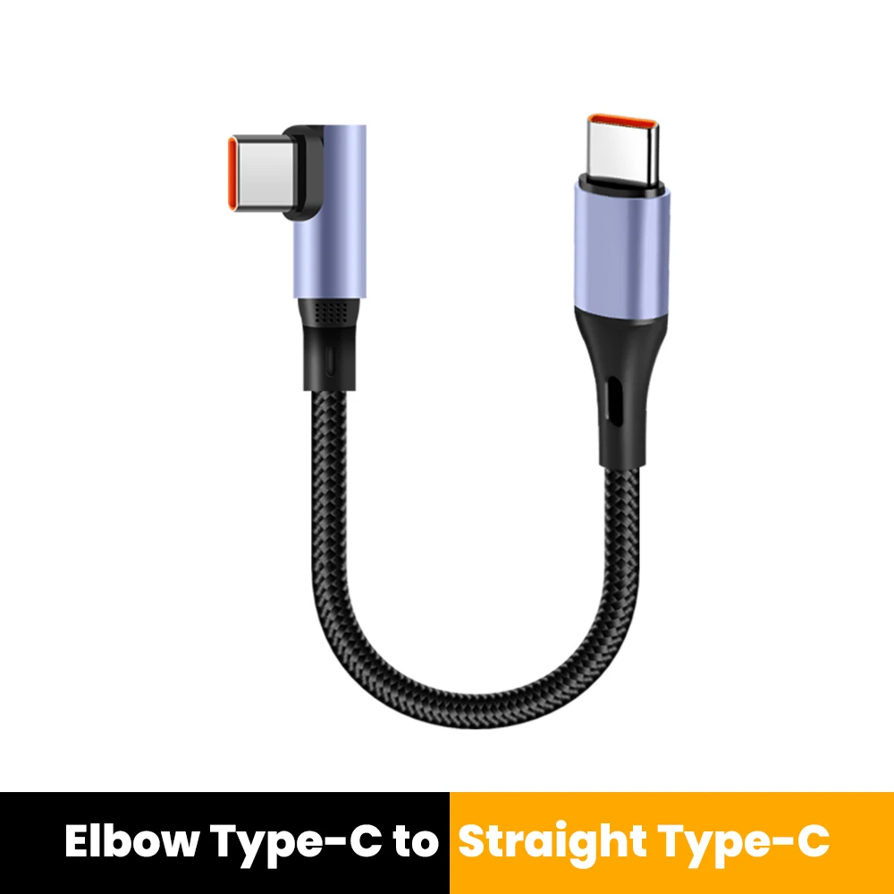 15 CM 30 CM Dual Elleboog Type C naar Type C Kabel 90 Graden Korte Power Bank Snel Opladen USB C Data Cord Voor iPhone 15 16 Samsung
