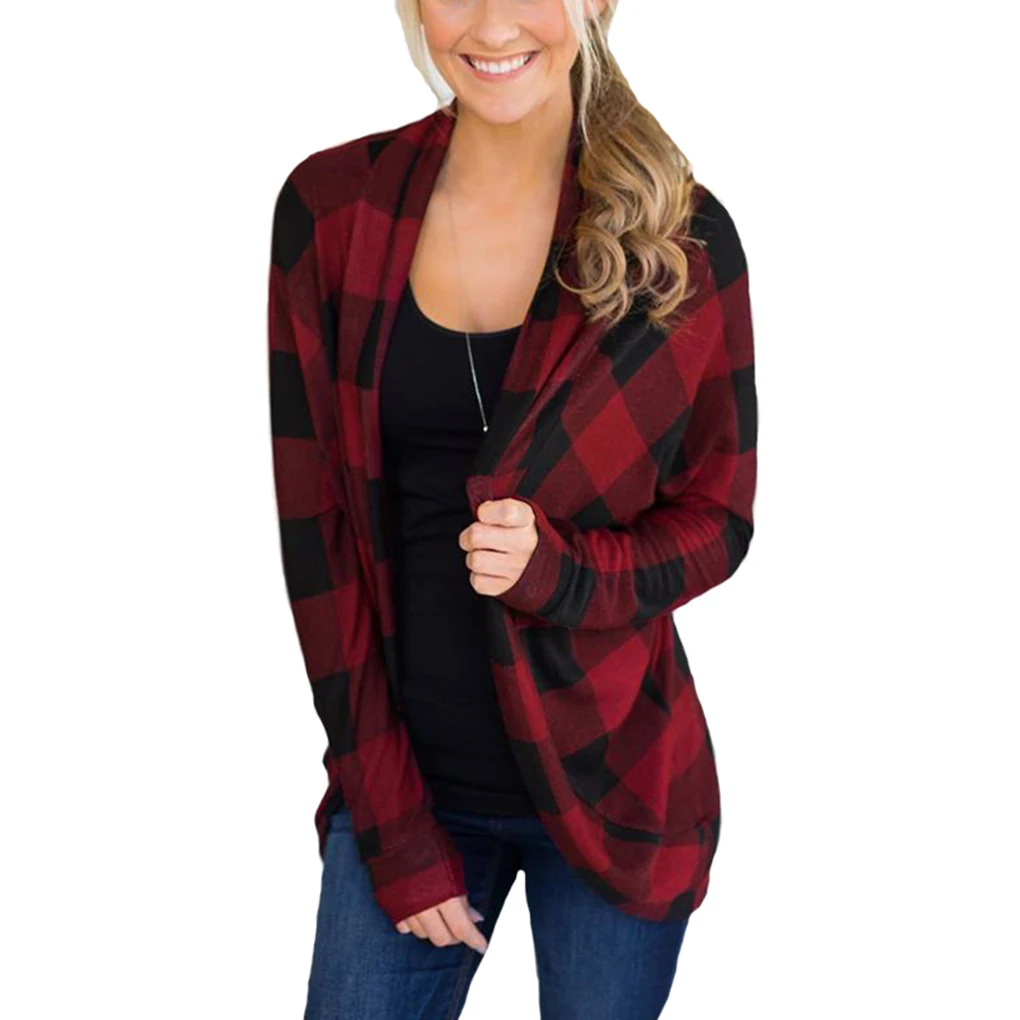 

Women Lattice Cardigan Irregular Open Front Top Girl Long Sleeve Warm Coat