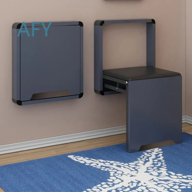 Wall Mounted Bench for Home Hidden Ultra Thin Solid Wood Folding Shoes Stool Porch Doorway Furniture Folding Soft Stools