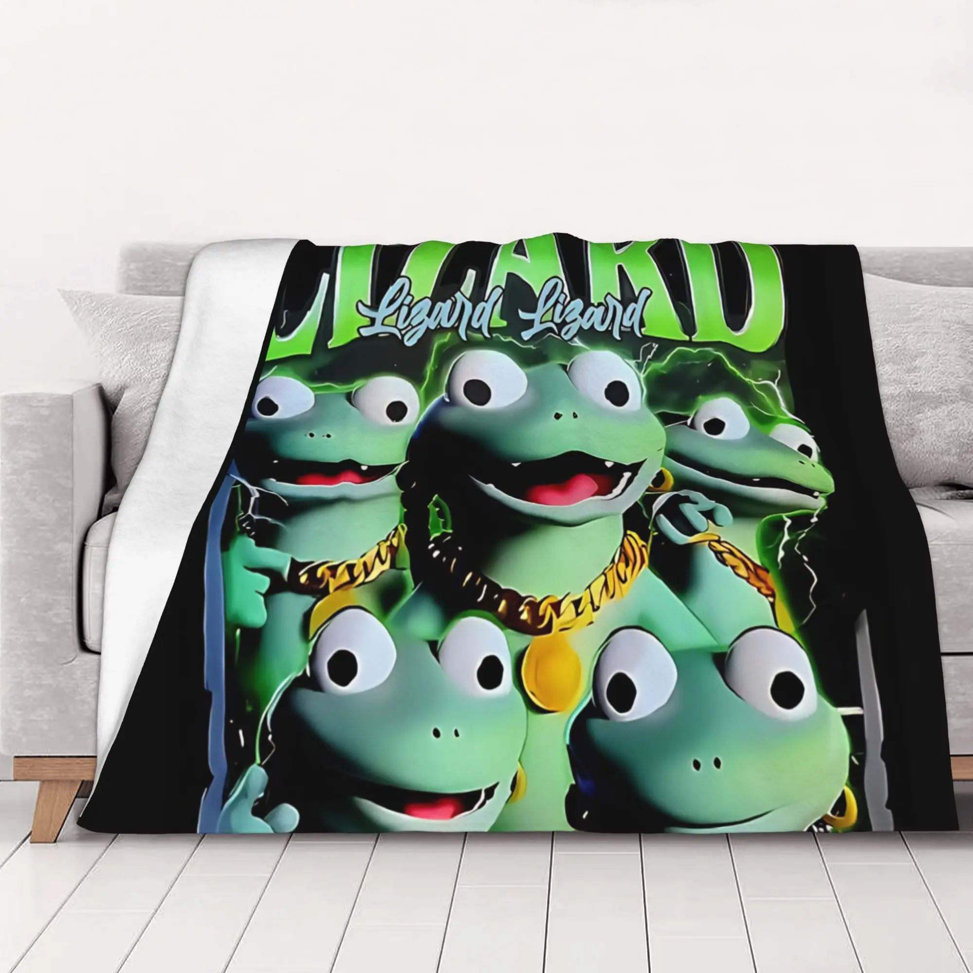 1PC Home Cute Room Decor Emote lizard meme Merch Gifts Blanket Throw Blanket Lizard Novelty Warm Blanket All Season