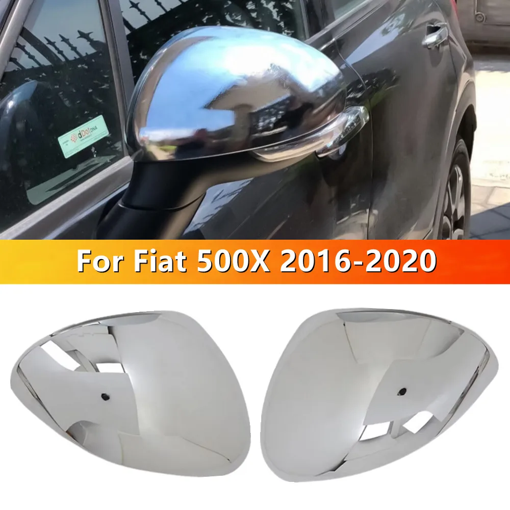 

For Fiat 500X 2016 2017 2018 2019 2020 ABS Chrome Car Side Mirror Cover Wing Cap Exterior Door Trim Adhesive Sticker Parts