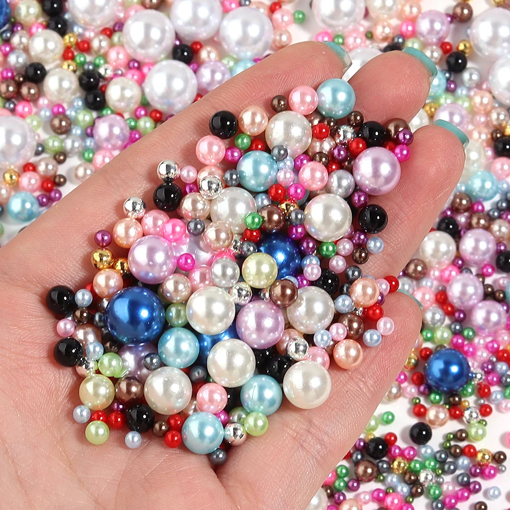 2-12mm No Hole ABS Imitation Pearl Beads Solid Color Round Spacer Loose Beads For DIY Jewelry Making Bracelet Accessory