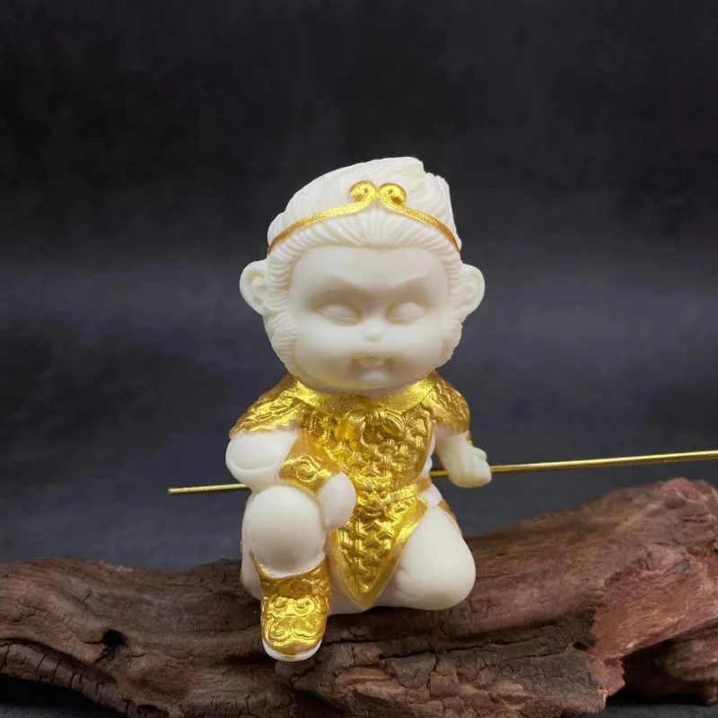 Ivory Nut Carved Four-Piece Set of Monkey King Monkey King8.5*4*5.6cmCraft Car Decoration