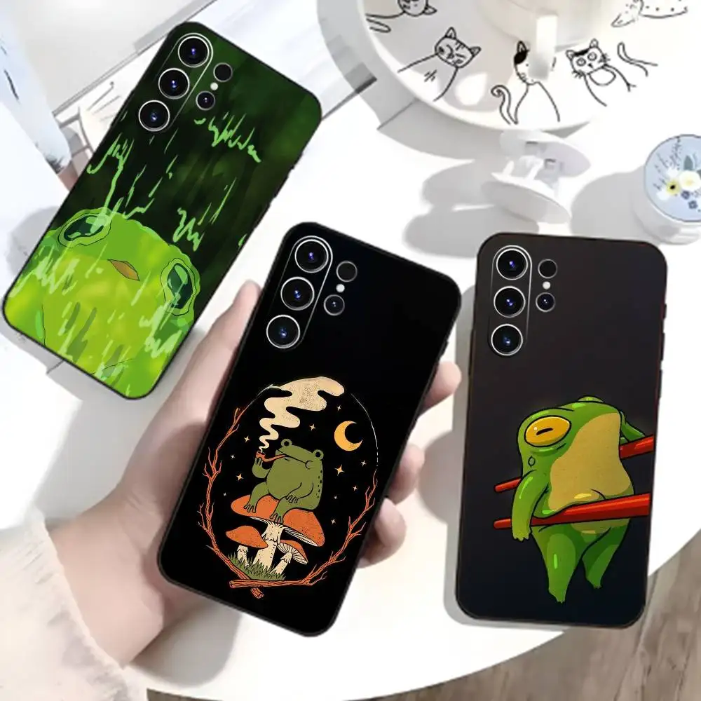 

Frog Cartoon Phone Case For Samsung S26,S25,S24,S23,S22,S21,S20,Ultra,Plus,FE Black Soft Cover