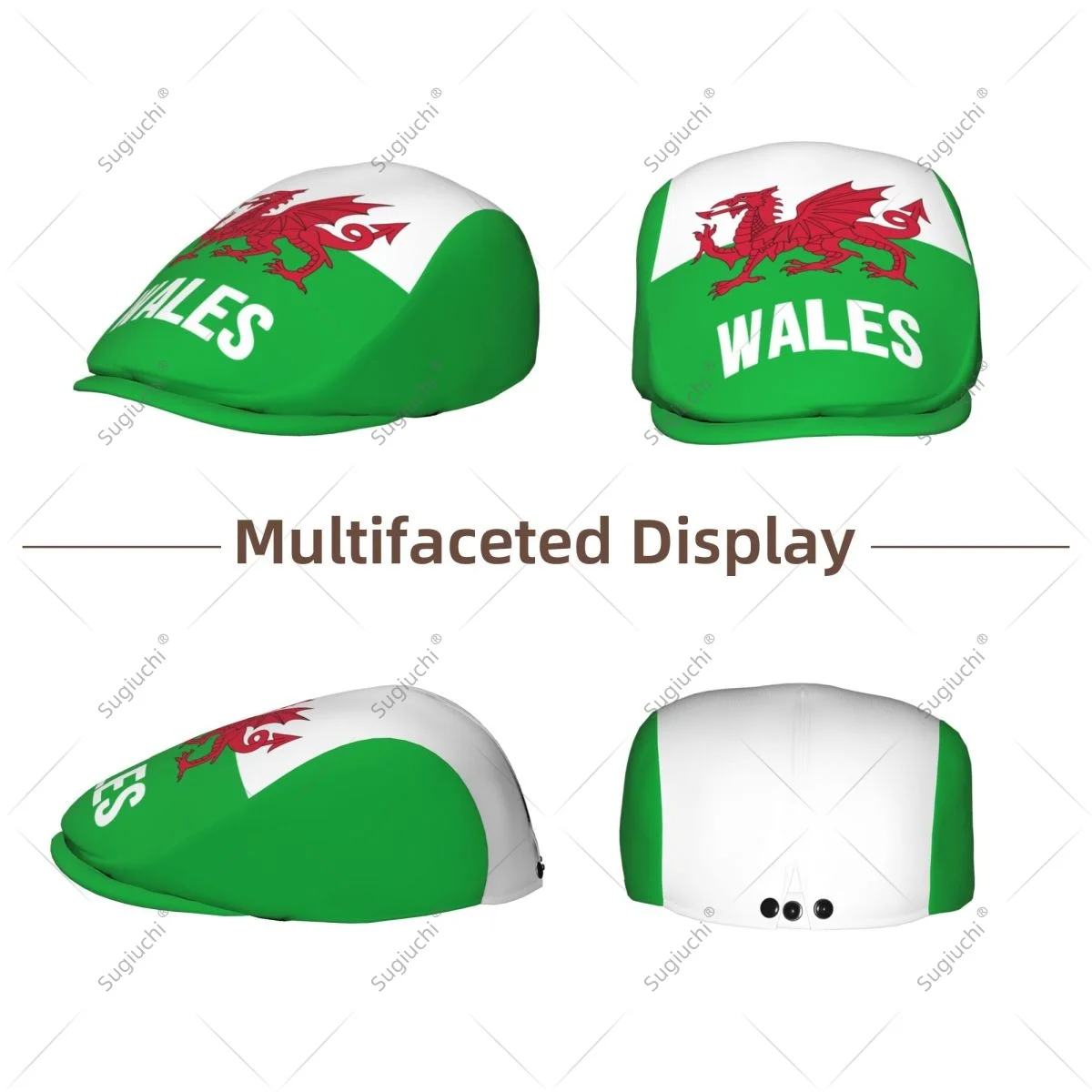 Forward cap Wales Flag Men Women Flat Newsboy Driving Hat Cap Short Brim for Driving Daily visors hat