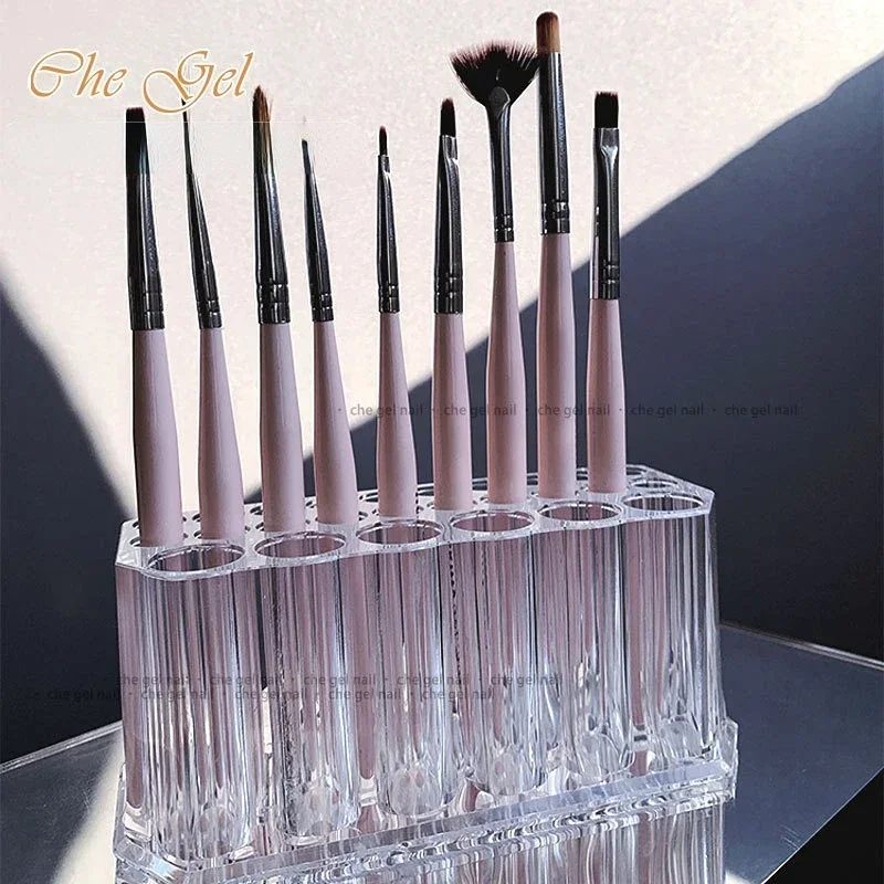 26 Holes Nail Art Brush Organizer Desktop Eyeliner Holder Cosmetics Pen Storage Rack Acrylic Makeup Brush Holder Showing Shelf