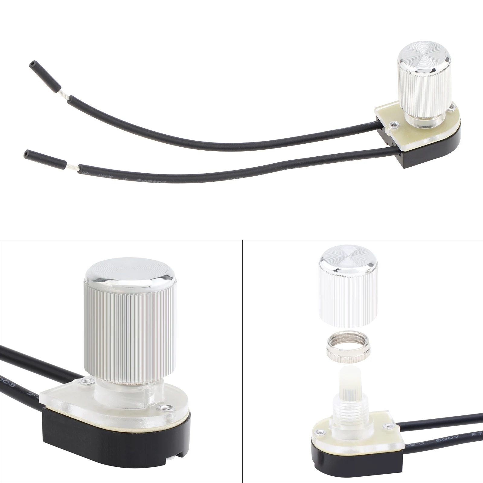 

Pop 2 Wire Electrical Rotary Switch Two Stage ON-OFF Switch For Table Lamp / Floor Lamp / Canopy Lights
