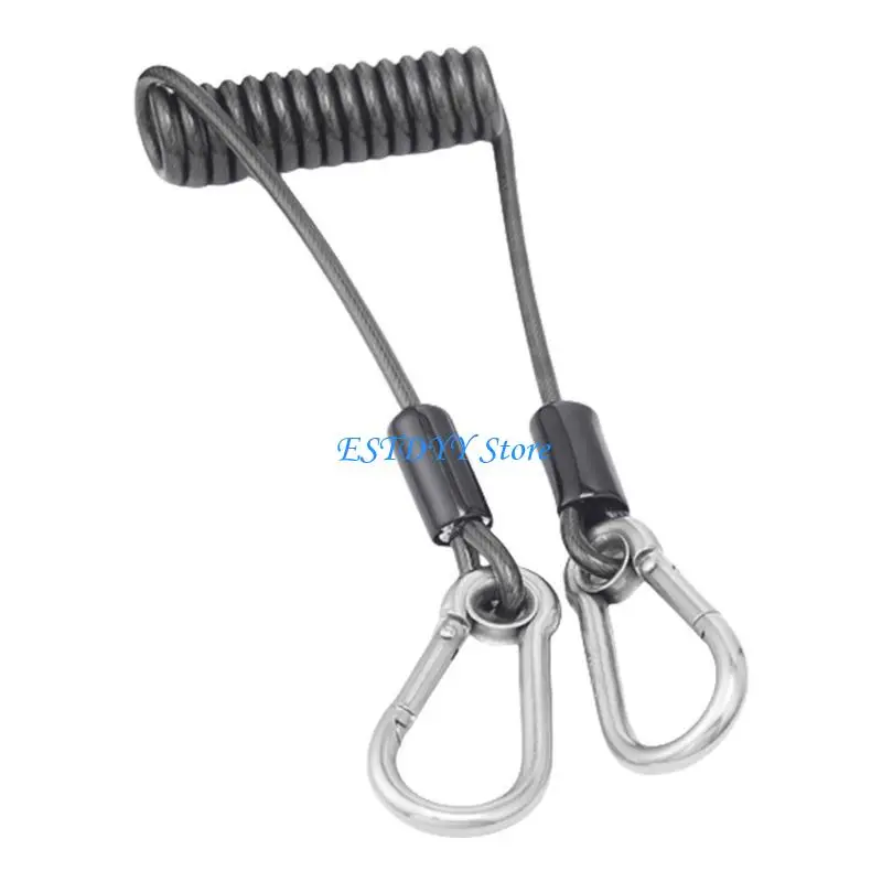 

G6DE Retractable Fishing Lanyard Spirals Coil with Carabiner Fishing Coiled Lanyard Antilost Fishing Tackle Safety Keyring