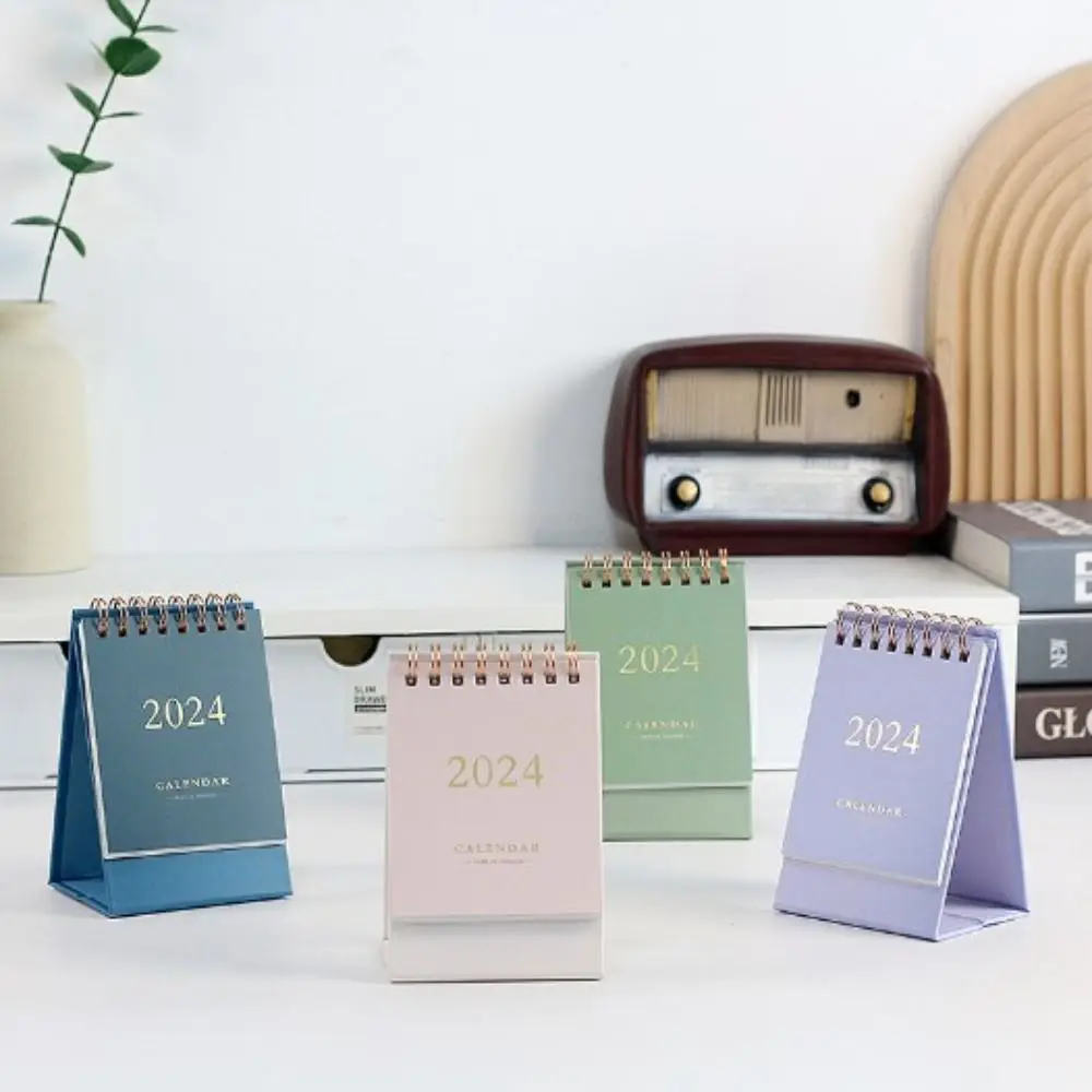 Planning Mini Desk Calendar, INS Style Paper, Minimalism Standing Flip, Notepad, 2024