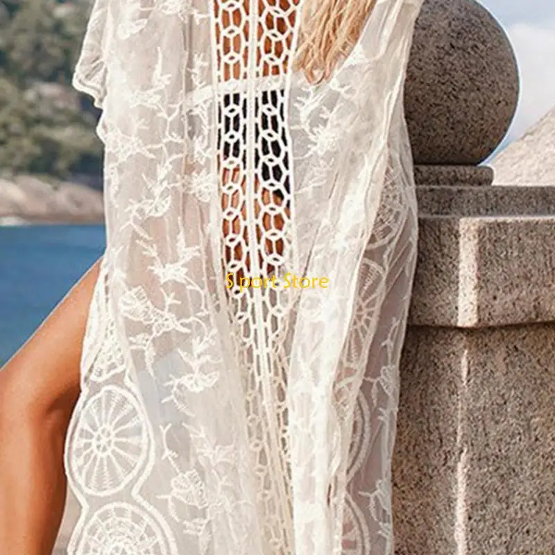 U2JB Prosta, luźna sukienka na co dzień, szydełkowana, okrycie plażowe, okrycie kąpielowe, kaftan