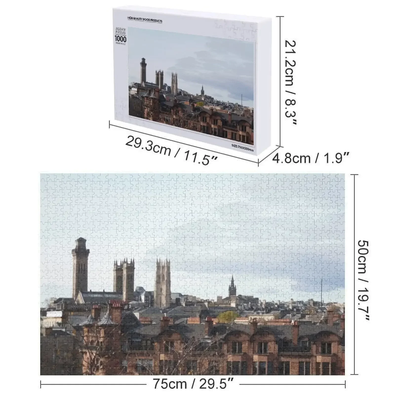 West end skyline' urbano glasgow imagem fotográfica vetorial quebra-cabeça brinquedos da criança brinquedos personalizados quebra-cabeça