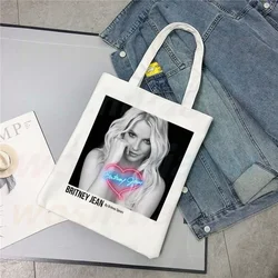 Britney Spears Print Reusable Shopping Bag Women Canvas Tote Bags Printing Eco Bag Cartoon Shopper Shoulder Bags