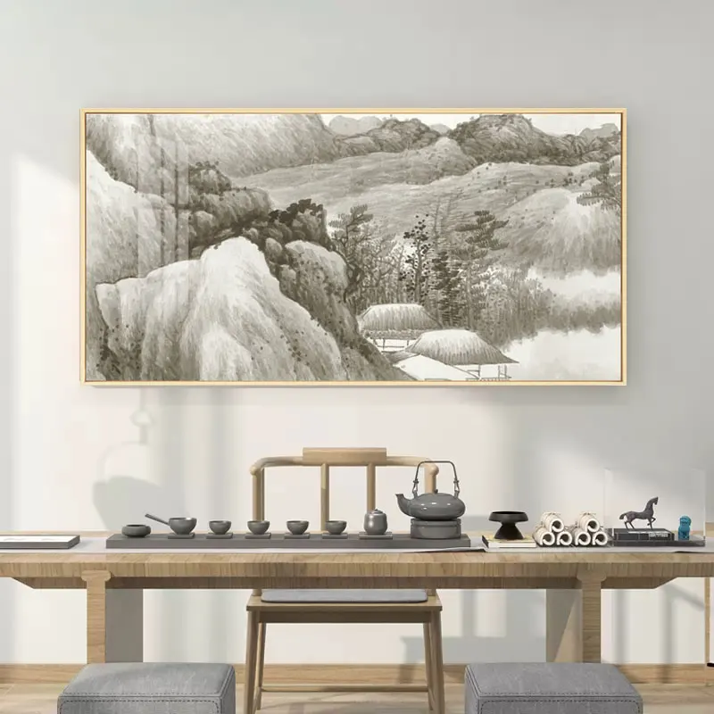 Vintage Chinese Scenery Style Canvas Print Landscape Large Size Bedside Ornament Wall Picture Painting Poster Art Bedroom Home D