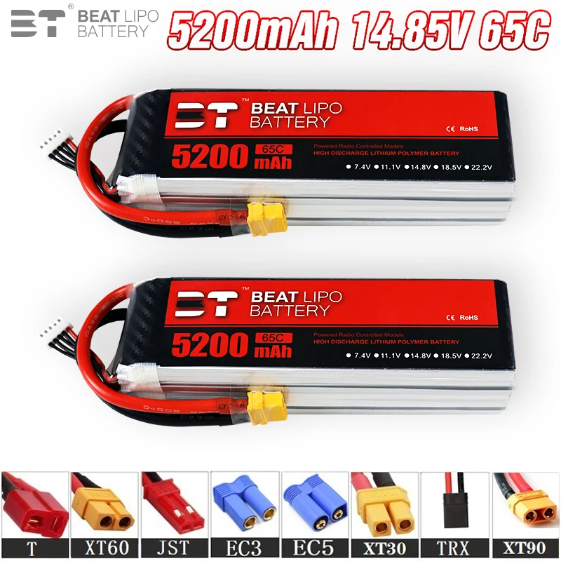 4s NEW 14.8V 5200mAh 65C LiPo Battery For RC Quadcopter Helicopter FPV Racing Drone Spare Parts 14.8V Rechargeable Battery