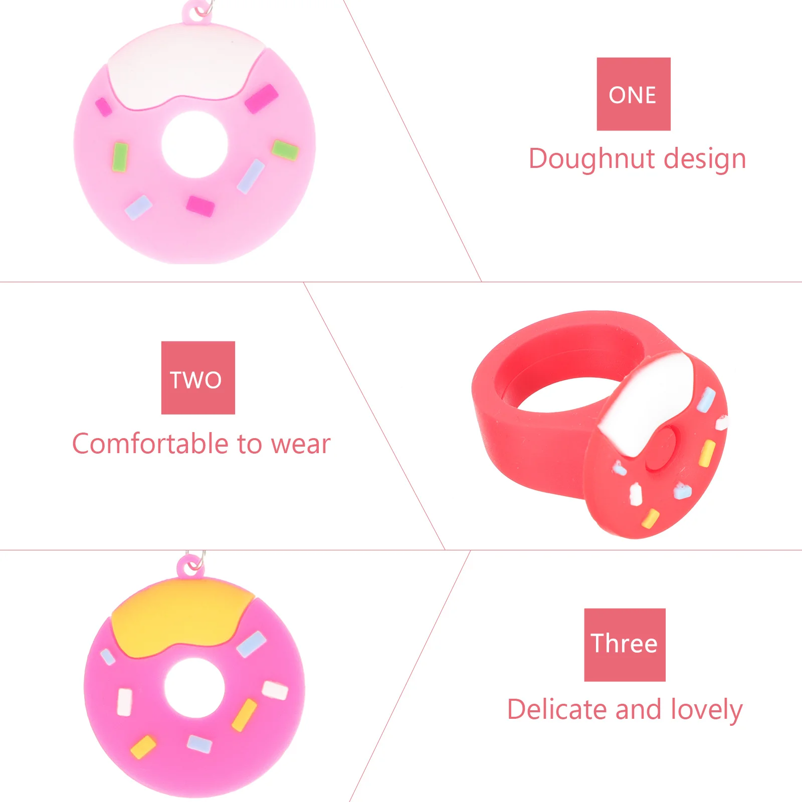 

24Pcs Donut Ring Keychains Cute Party Favors for Kids Birthday Halloween Christmas Decorations Donut Themed Party Supplies