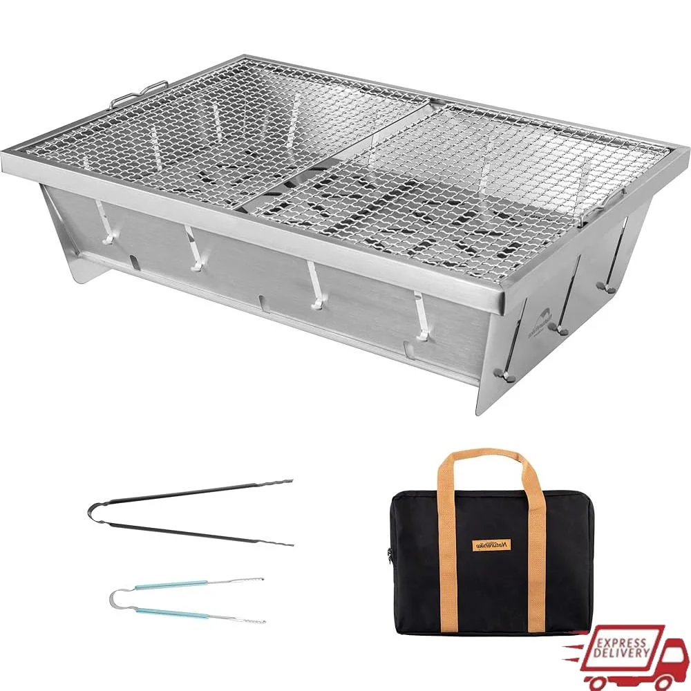

Portable Folding Charcoal Grill Lightweight Camping BBQ with Carry Bag Tongs Outdoor Barbecue Grill IGT Table Compatible High