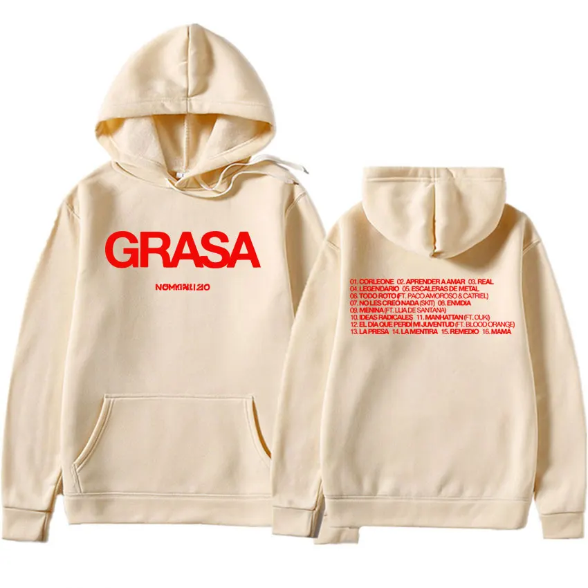 Nathy Peluso Grasa ツアー アルバム 2025 パーカー chandal ファッションヒップホップトレーナー男性快適な美的トレーナーストリート