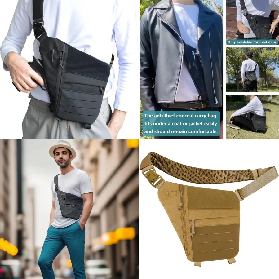 

【Новый стиль】- Тактическая сумка на одно плечо из ткани Оксфорд, противоугонная сумка для скрытого ношения оружия, мужская облегающая нагрудная сумка, тактическая сумка для ношения на теле.