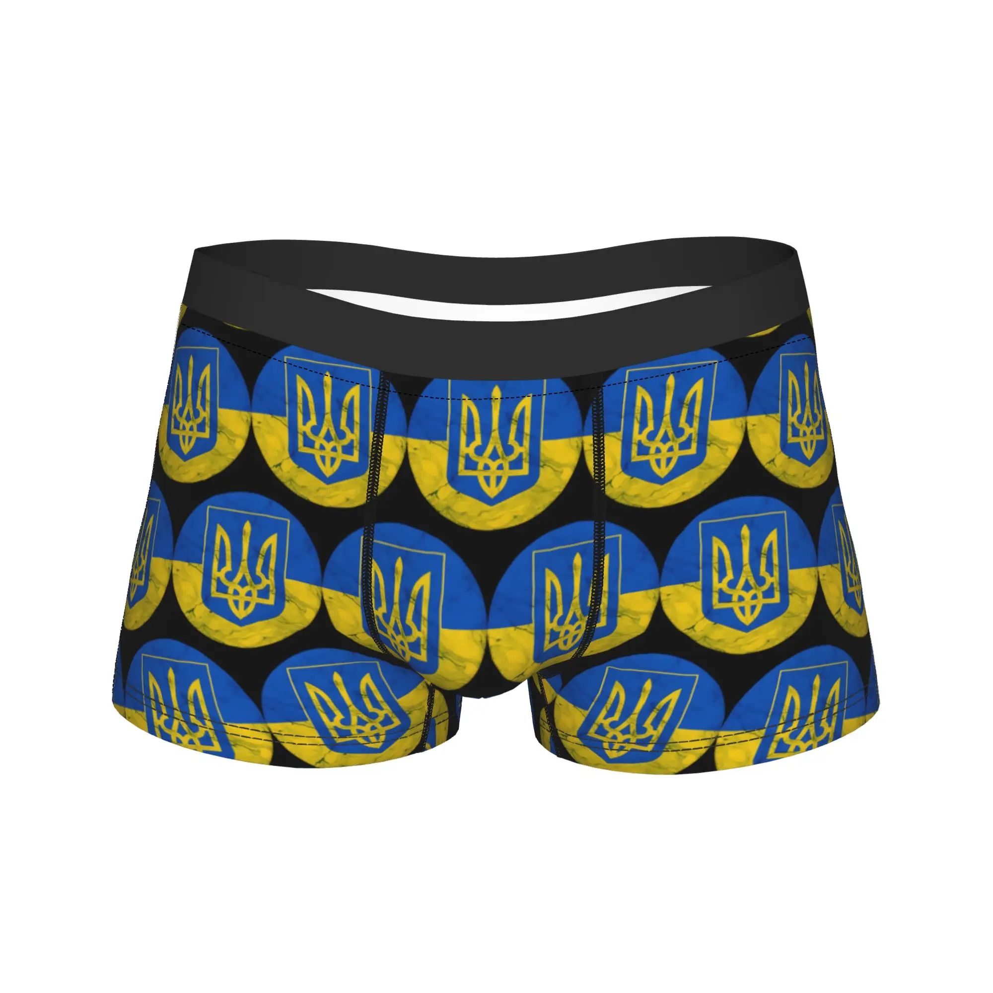 Ukraine Trident Marble Flag Underwear  Print Boxershorts Quality Men Panties Elastic Shorts Briefs Birthday Gift