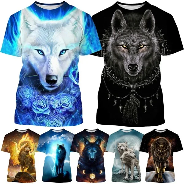 

T Shirt for Men Wolf and Fox Series 3D Printing T-shirt Fashion Personality Cool Street Casual Short-sleeved T-shirt