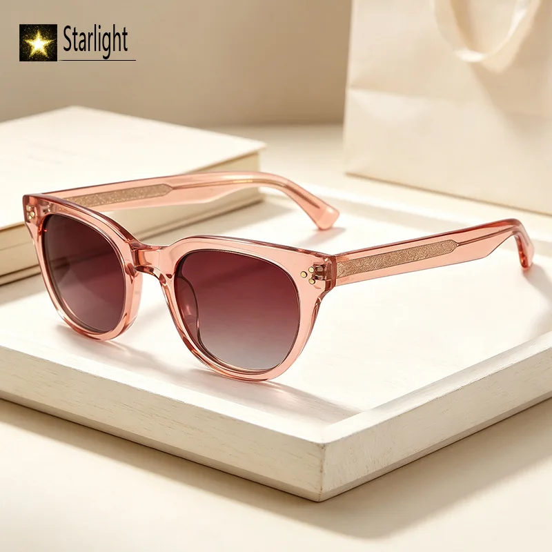 Summer Polarized Acetate Black Sunglasses Women Sun Protection Glasses Woman Cat Eye Eyeglasses Man Beach Eyewear UV400 Handmade