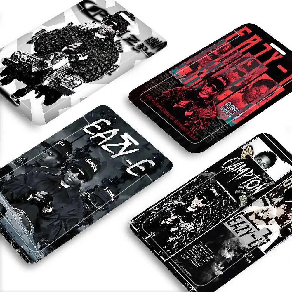 

Чехол для карт унисекс с изображением рэпера E-Eazy-E, женский держатель для рабочего пропуска с ремешком, держатель для бизнес-карт и бейджей, чехол-кошелек