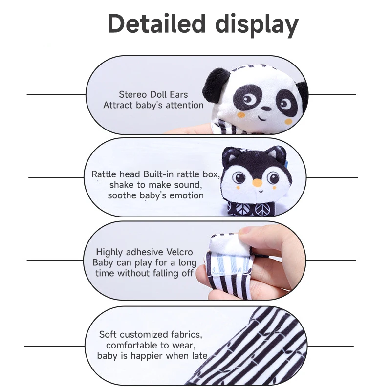 0-12 Months Baby's Make Sounds Rattle Sensory Insect Cartoon Animal Socks Wrist Strap Toys Early Educational Learning Toys Gifts