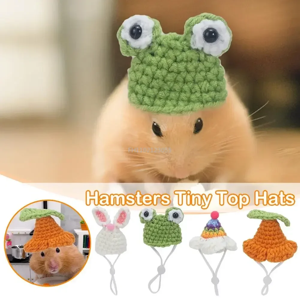 1PCS Cute Handmade Knitted Hat Hamster Decoration Chipmunk Guinea Pig Hamster Accessories Hamster Toy Small Pet Supplies