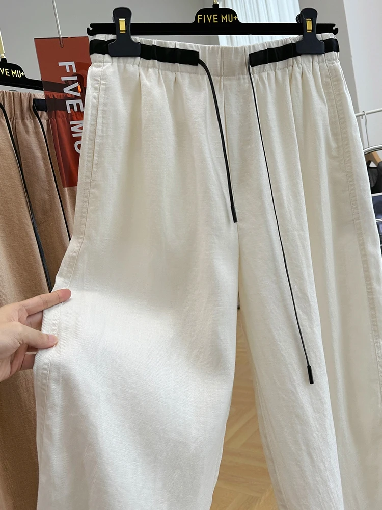 High-End-Leinen Elastische Taille Dstring Casual Hosen Frauen Sommer Dünne Neun-Stück Harem Hosen Lose Fit Pendeln sle