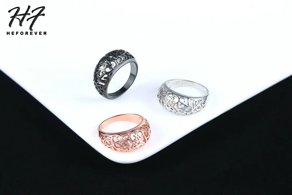 Hochwertiger Blumenring mit Rosenausstanzung in Rosé- und Silberfarbe, Modeschmuck, alle Größen, Bestseller R281, Weihnachtsgeschenk – Detail 1