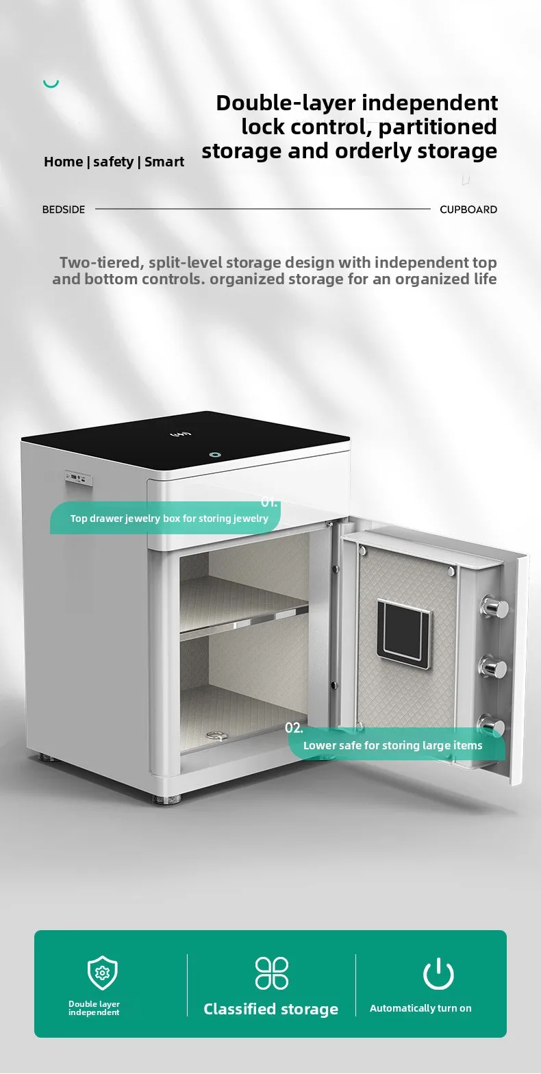 LMM bedside table integrated household all-steel wireless charging fingerprint wifi intelligent multi-function safe