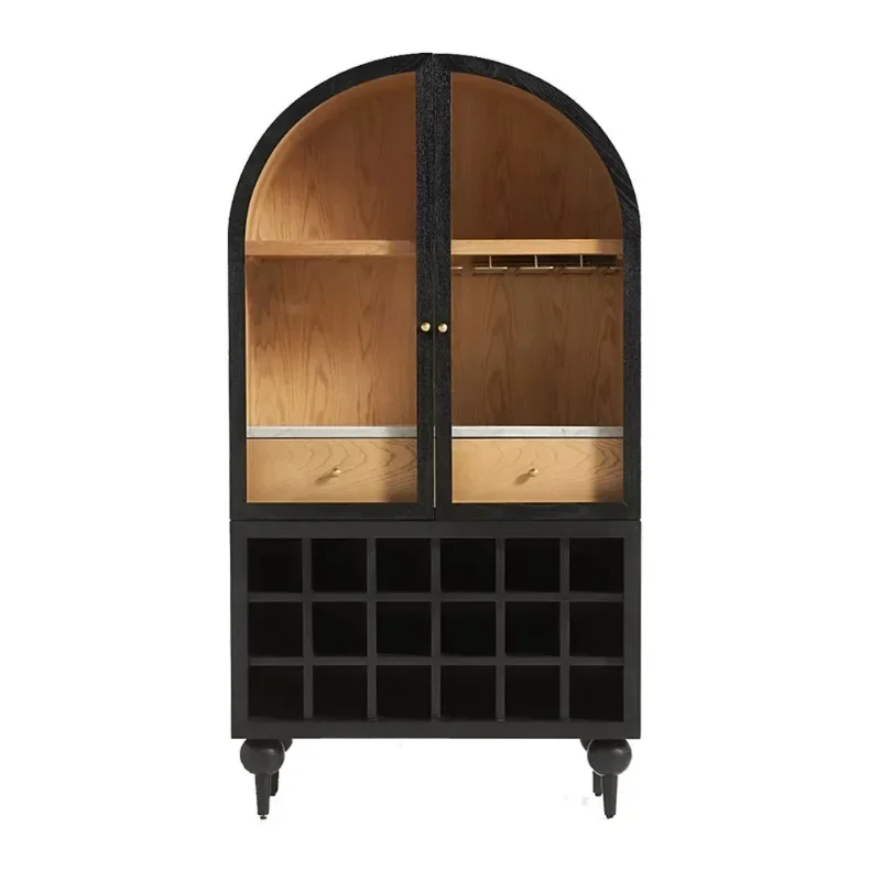 Black Simple Modern Wine Cabinet Dishes Decorative Cabinet French Living Room