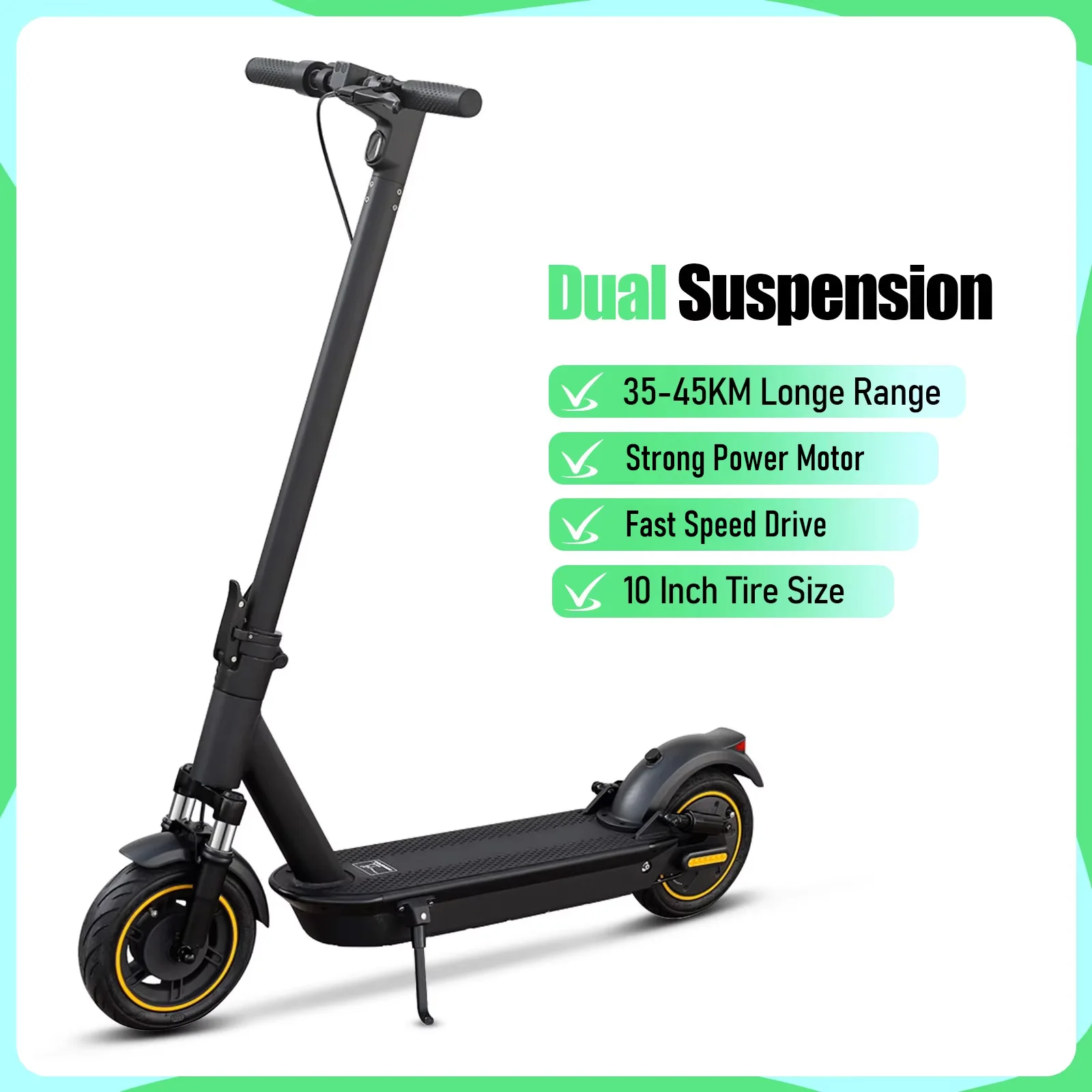AOVOPRO S10/ESMAX Elektrische Scooter met Dubbele Vering, Hoge Efficiëntie Motor, 10 Inch Explosiebestendige Band, Opvouwbare Elektrische Scooter