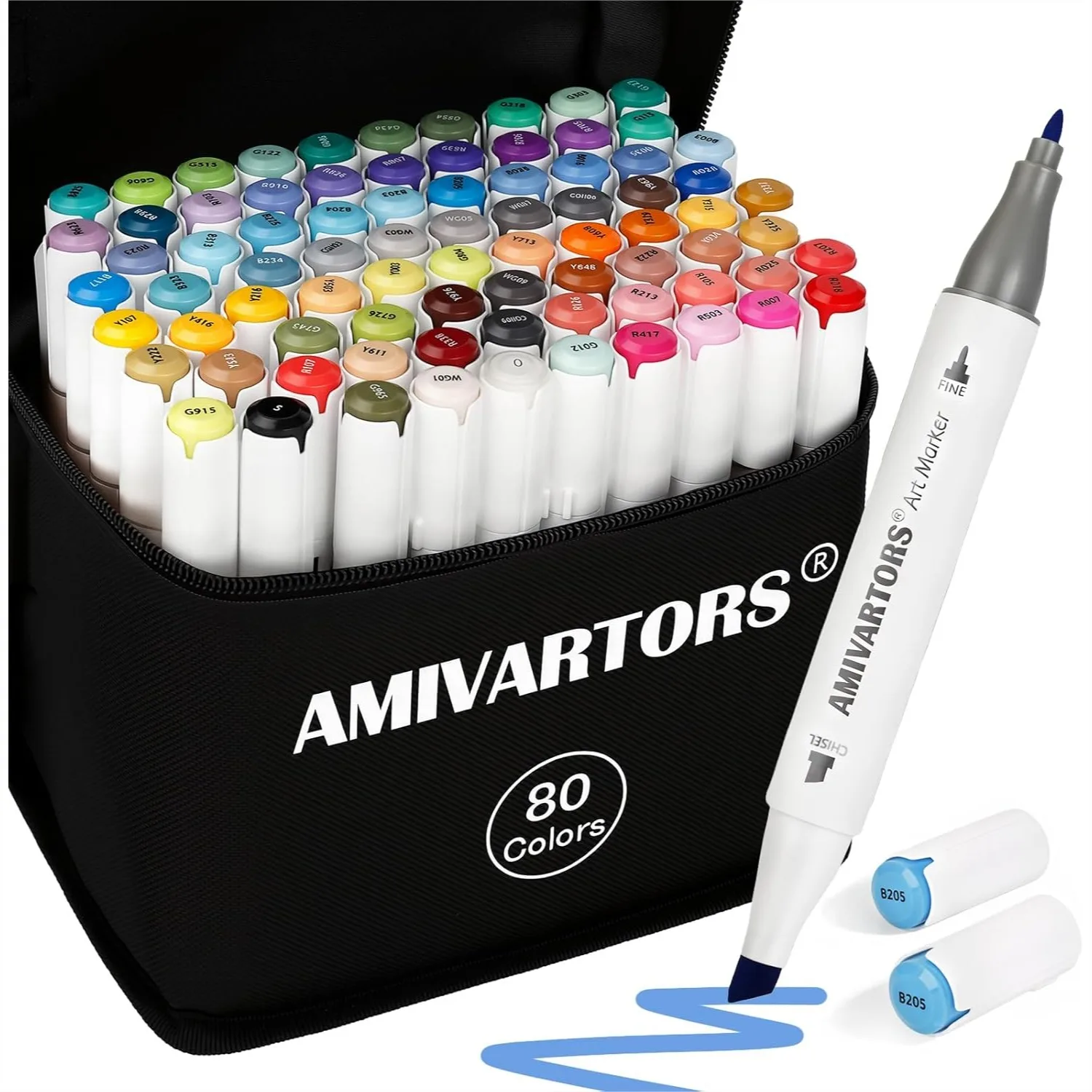 

80 Colors Alcohol Markers Dual Tip Set, Chisel And Fine, 2.8G High Ink Capacity, Easy Blending Art Markers For Artists, Adults Coloring, Sketching, Drawing, Illustration And Painting With Carrying Case